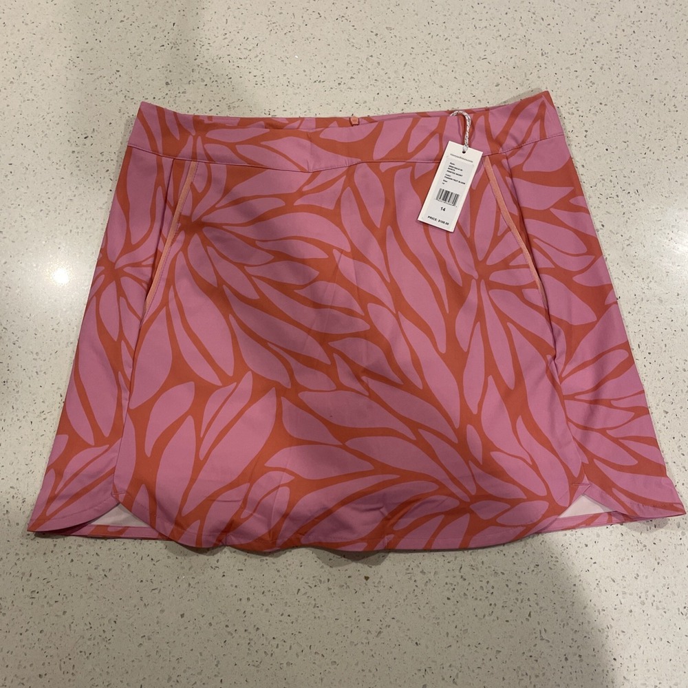 New Women's Vineyard Vines Printed Skort 14 Passion Fruit Bloom MSRP $108